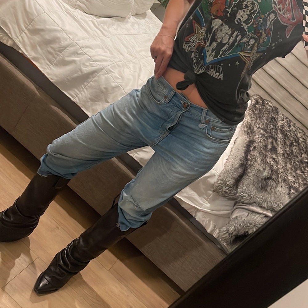 R13 drop crotch cropped distressed jeans sz 25 - Picture 1 of 11